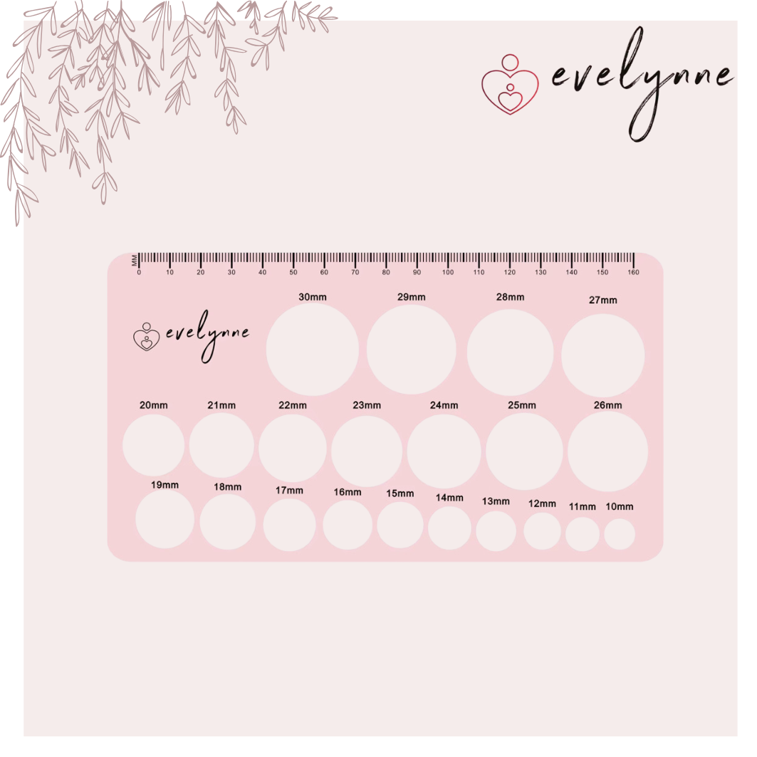 Evelynne Nipple Ruler | Flange Sizing Tool | Breast Pump Nipple Measuring Card | 10mm–30mm