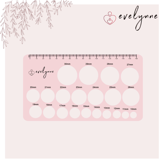 Evelynne Nipple Ruler | Flange Sizing Tool | Breast Pump Nipple Measuring Card | 10mm–30mm